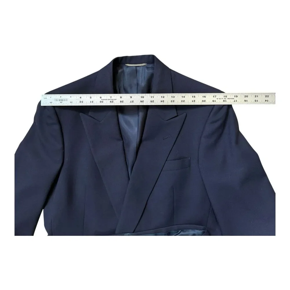 Vtg Christian Dior 39L Monsieur Double Breasted Blue Blazer Gold Button Preppy
